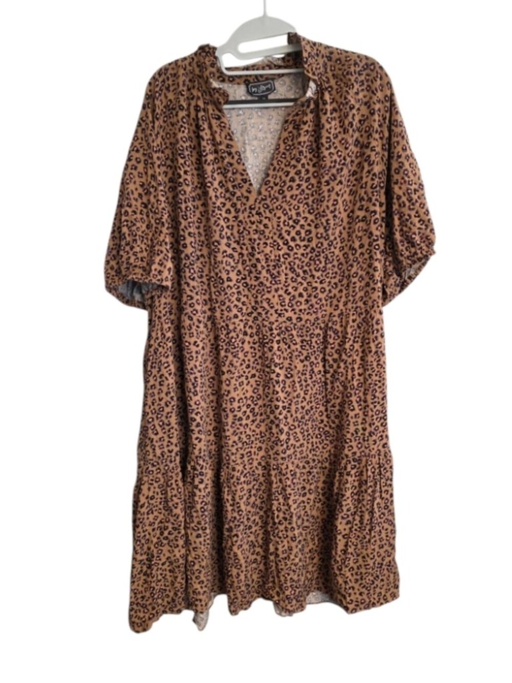 Ivy Street Animal Print Dress Plus Size 2X Brown Black Leopard Boho Earth Tones